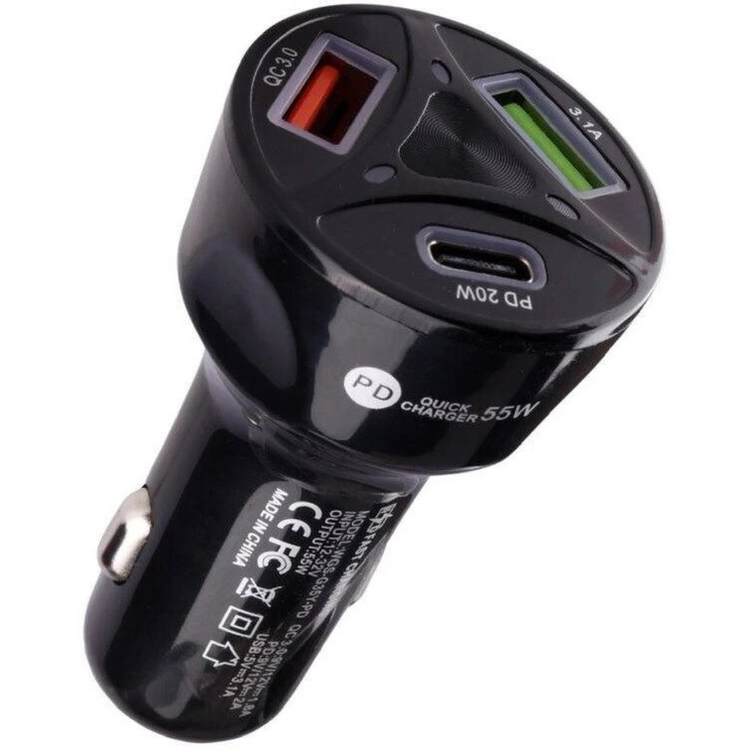 شارژر فندکی 55 وات MLE-003 سه پورت با PD 20W