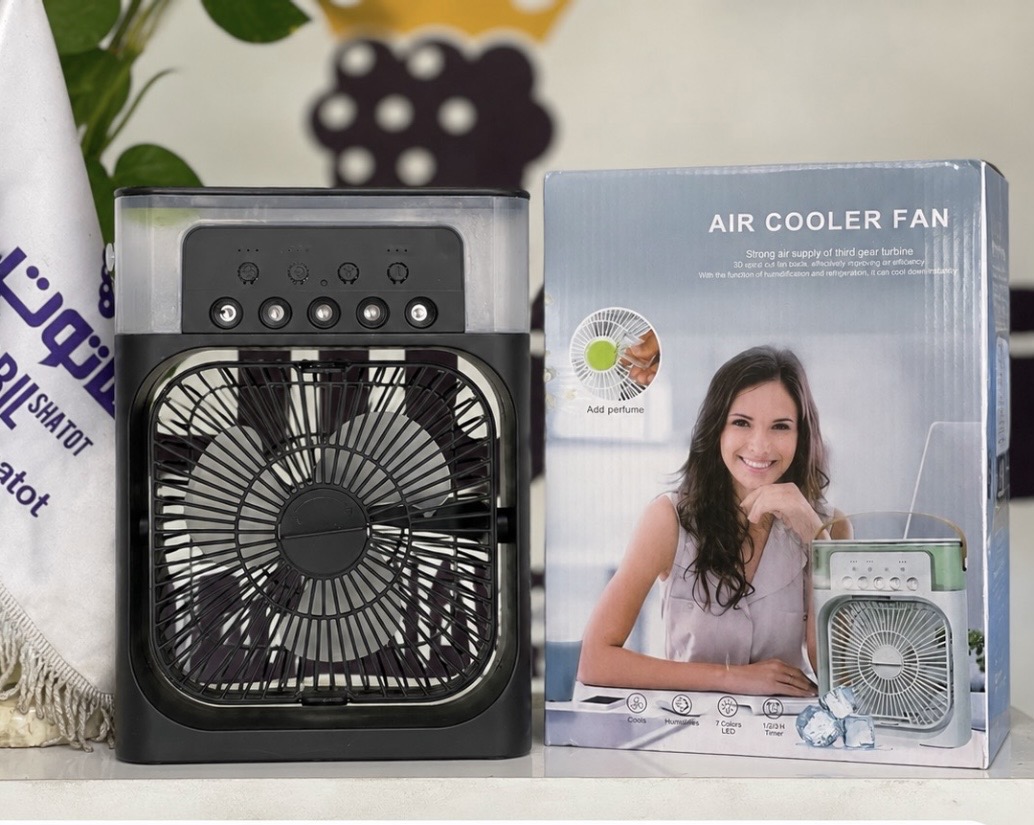 پنکه مه‌پاش و رطوبت‌ساز رومیزی مدل Air Cooler با مخزن آب و چراغ