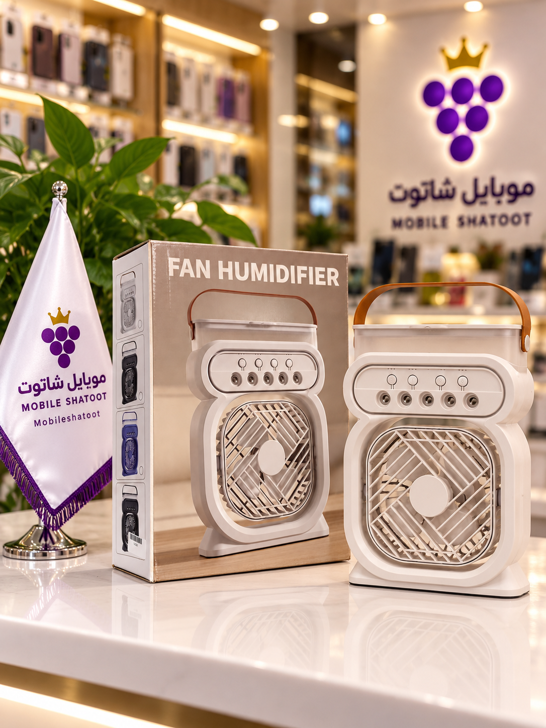 پنکه مه‌پاش و رطوبت‌ساز رومیزی مدل Air Cooler با مخزن آب و چراغ